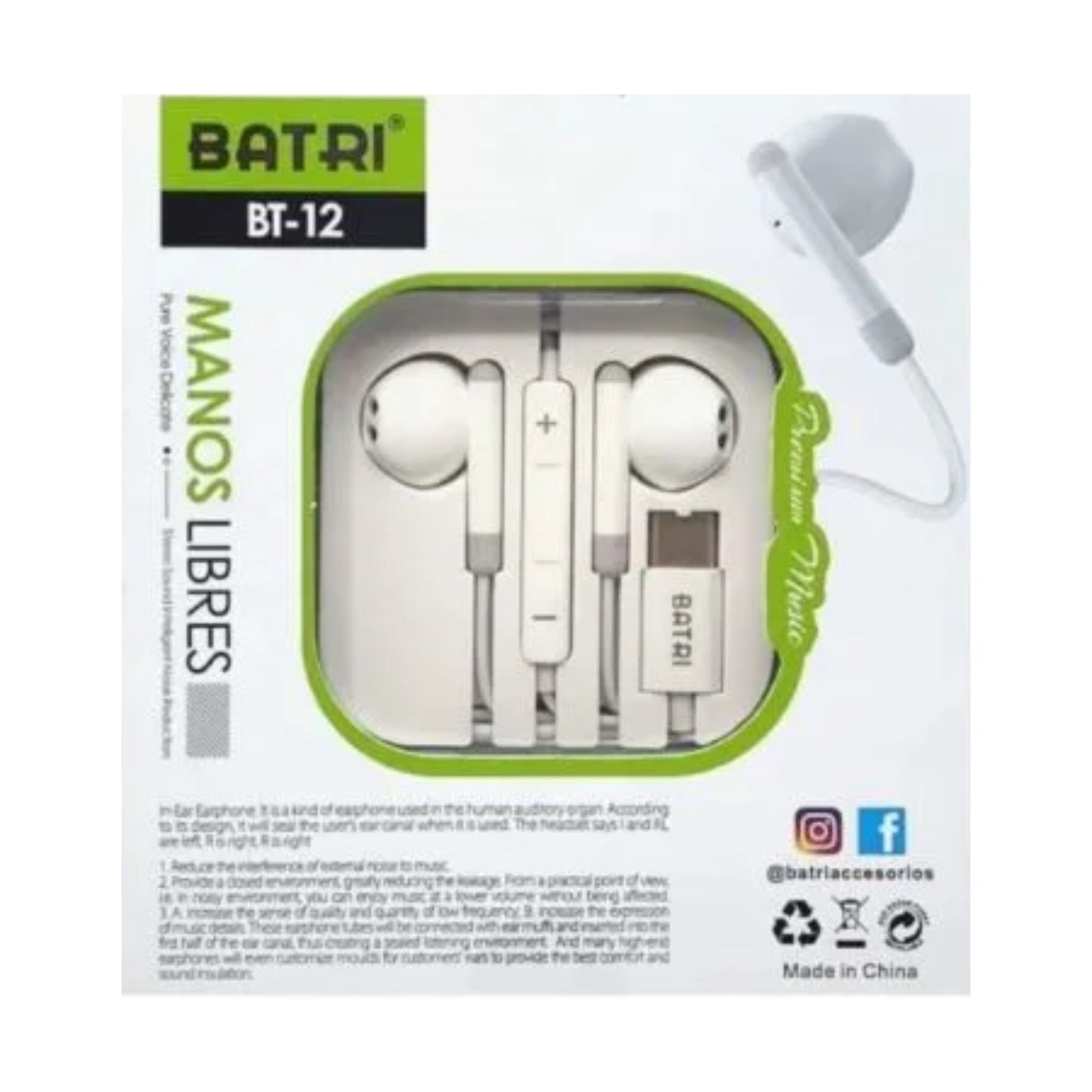 Audífonos alámbricos Batri B-12